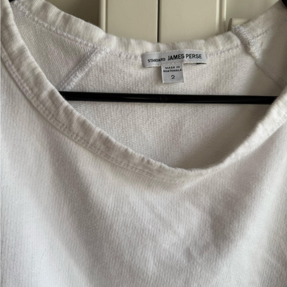James Perse White Crew Neck Sweatshirt - Picture 2 of 4